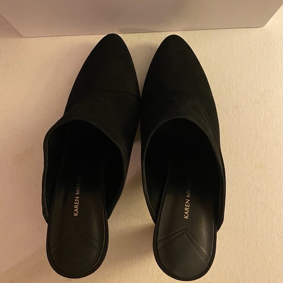 Karen Millen Black Suede Heeled Mules - Picture 3 of 5